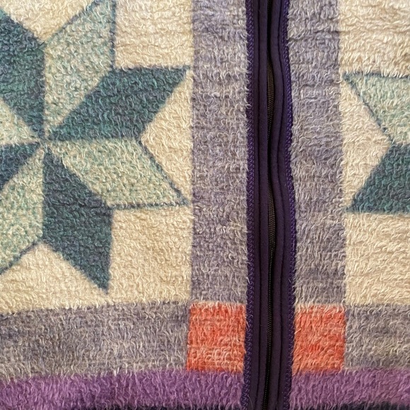 Vintage stocko 56x53 zip up button snap star fuzzy fleece snuggie blanket throw - Picture 6 of 6